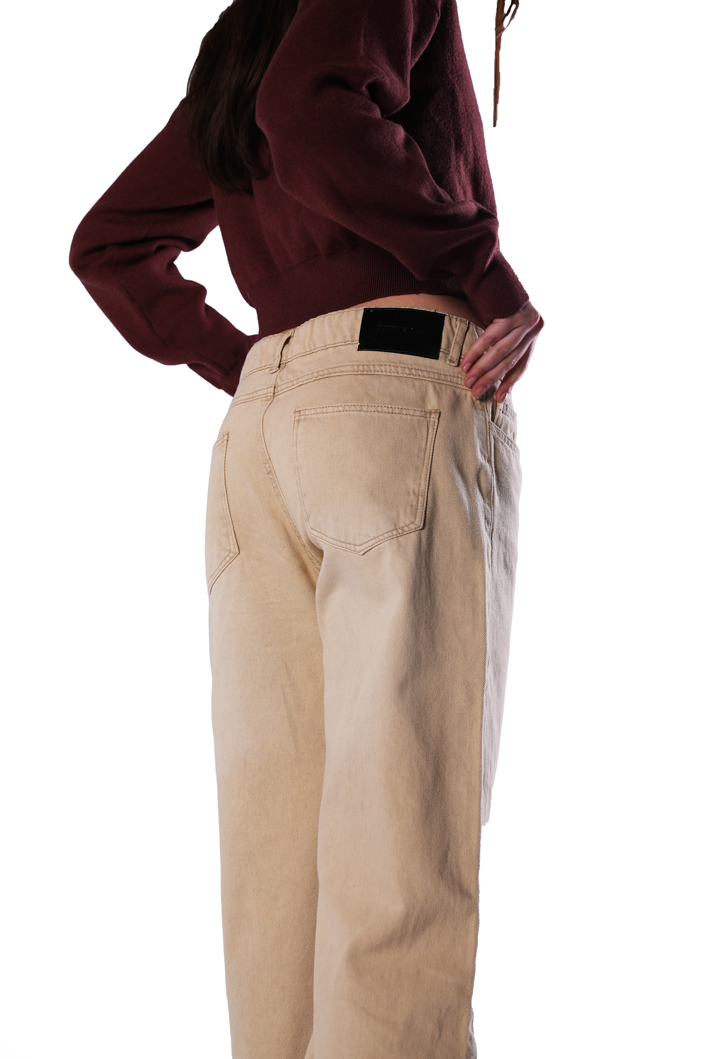 Mid Rise Beige Women Jeans