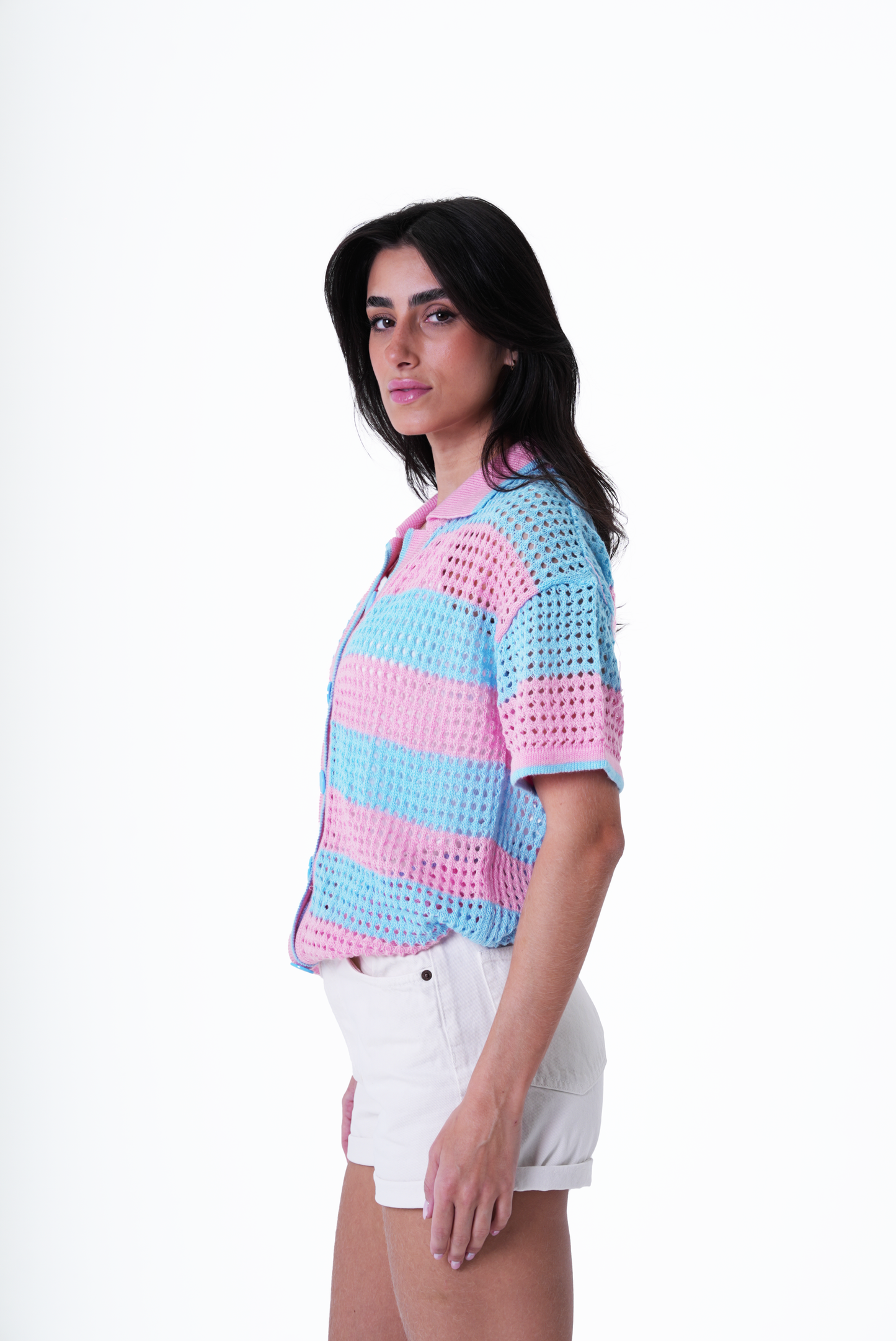 Baby blue & Pink knit cardigan