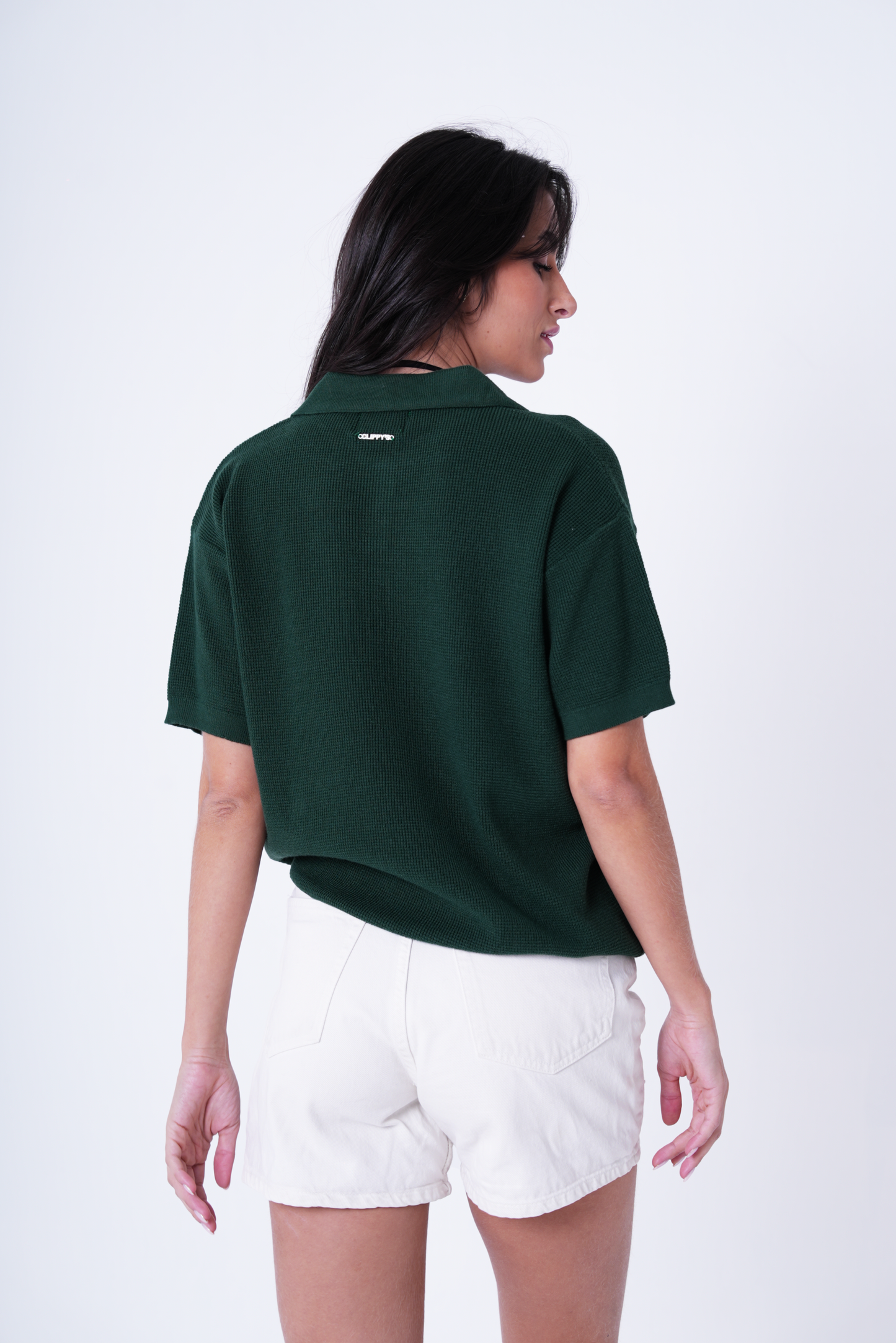 Green knit polo T-shirt