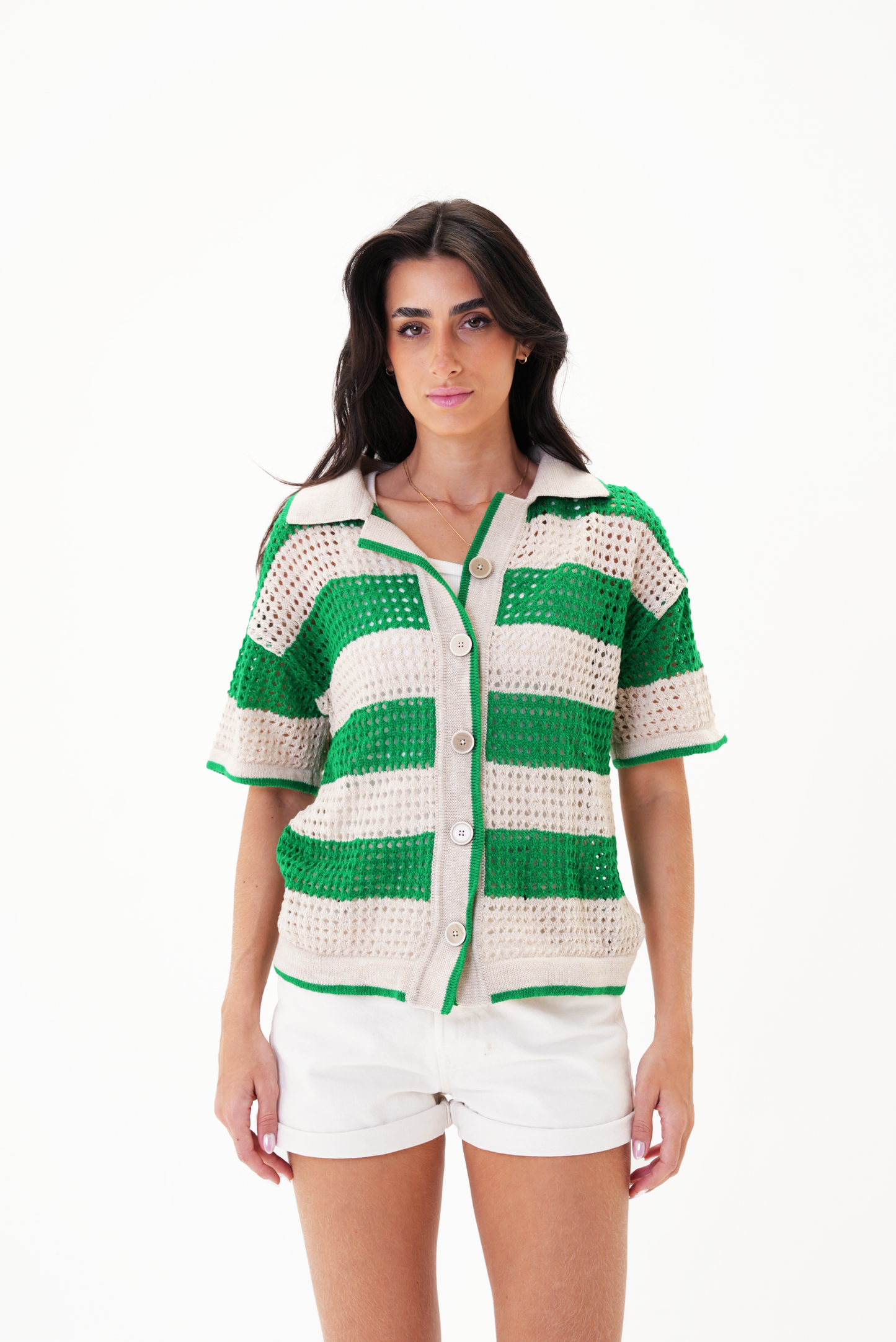 Green & Beige knit cardigan