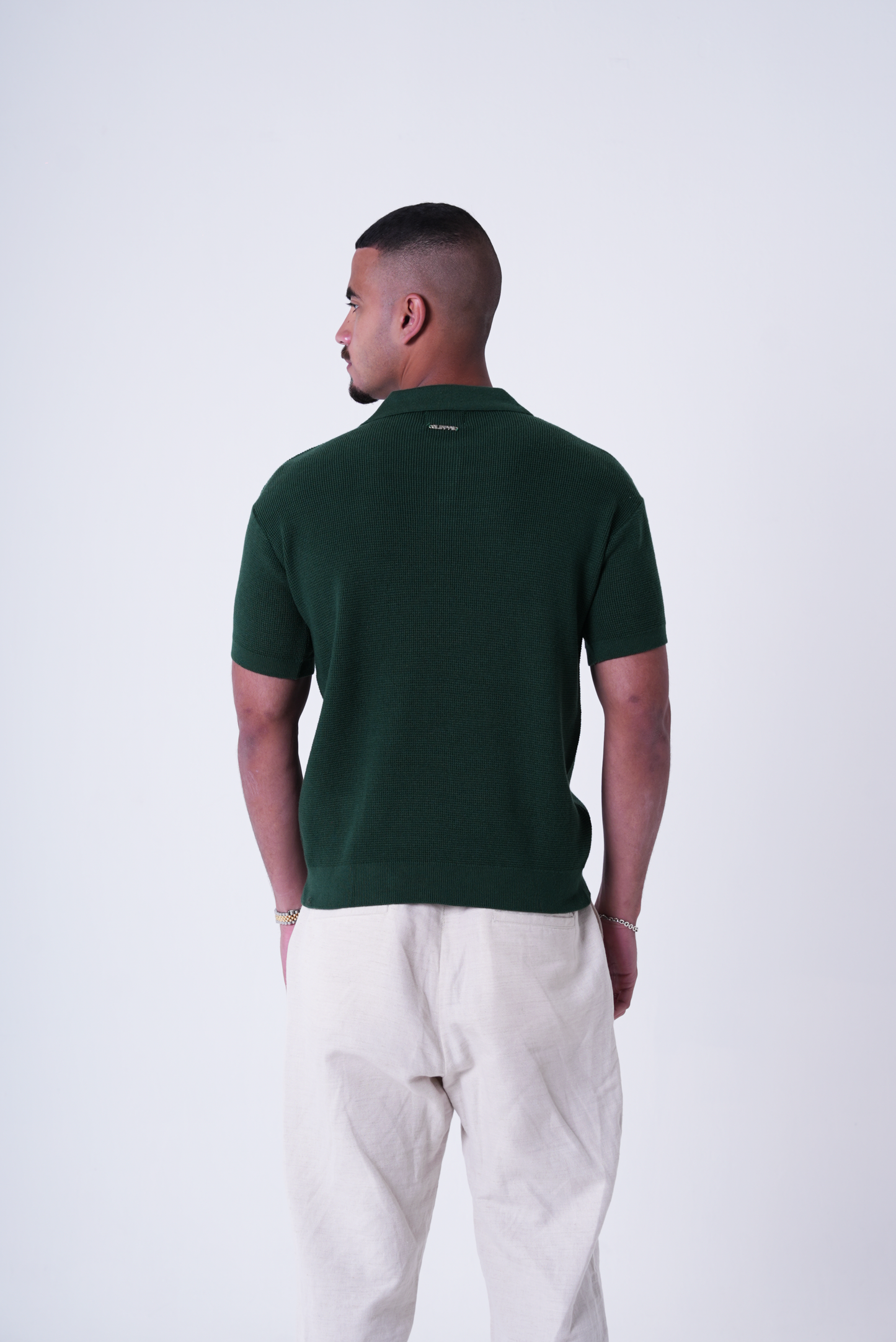 Green knit polo T-shirt