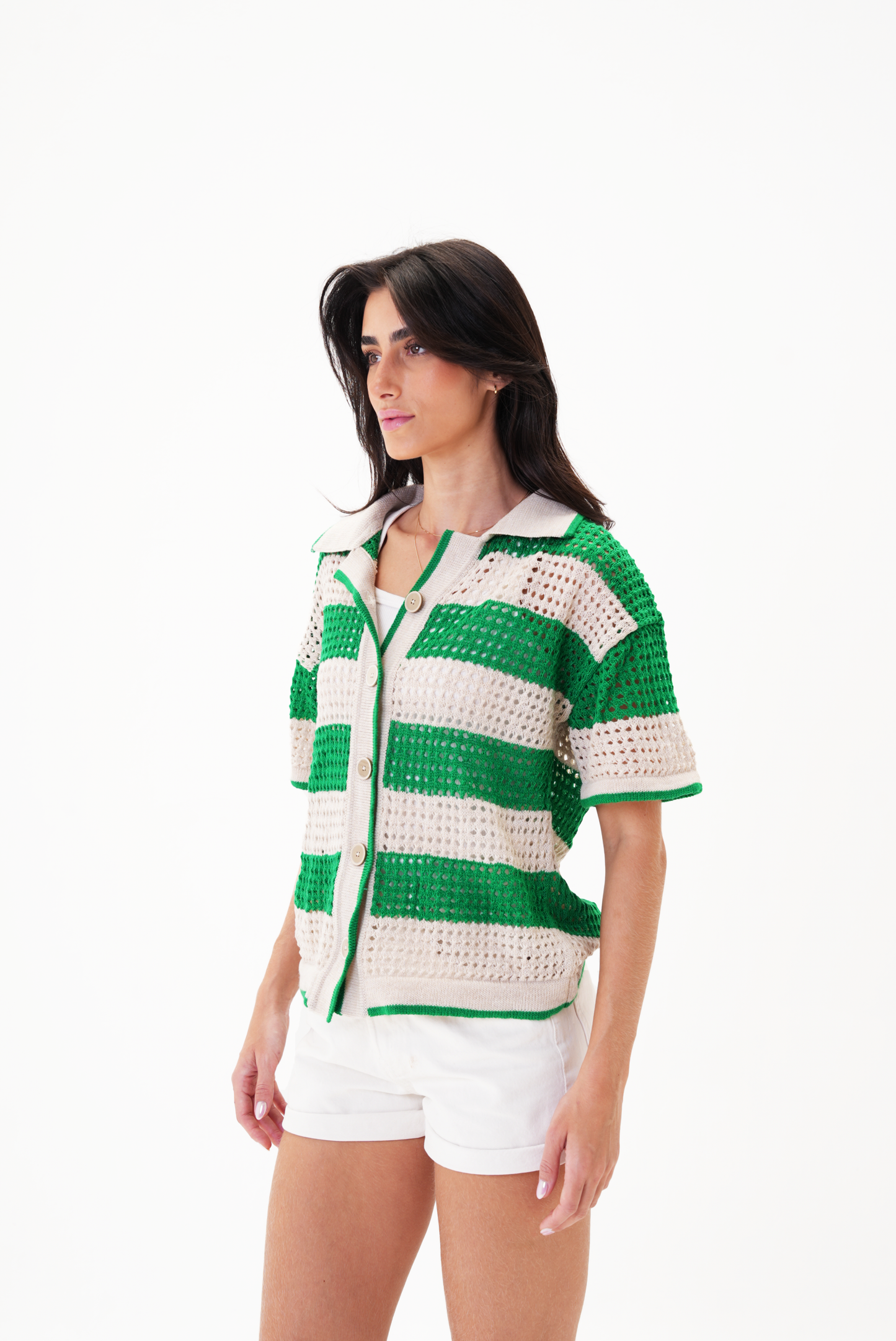 Green & Beige knit cardigan