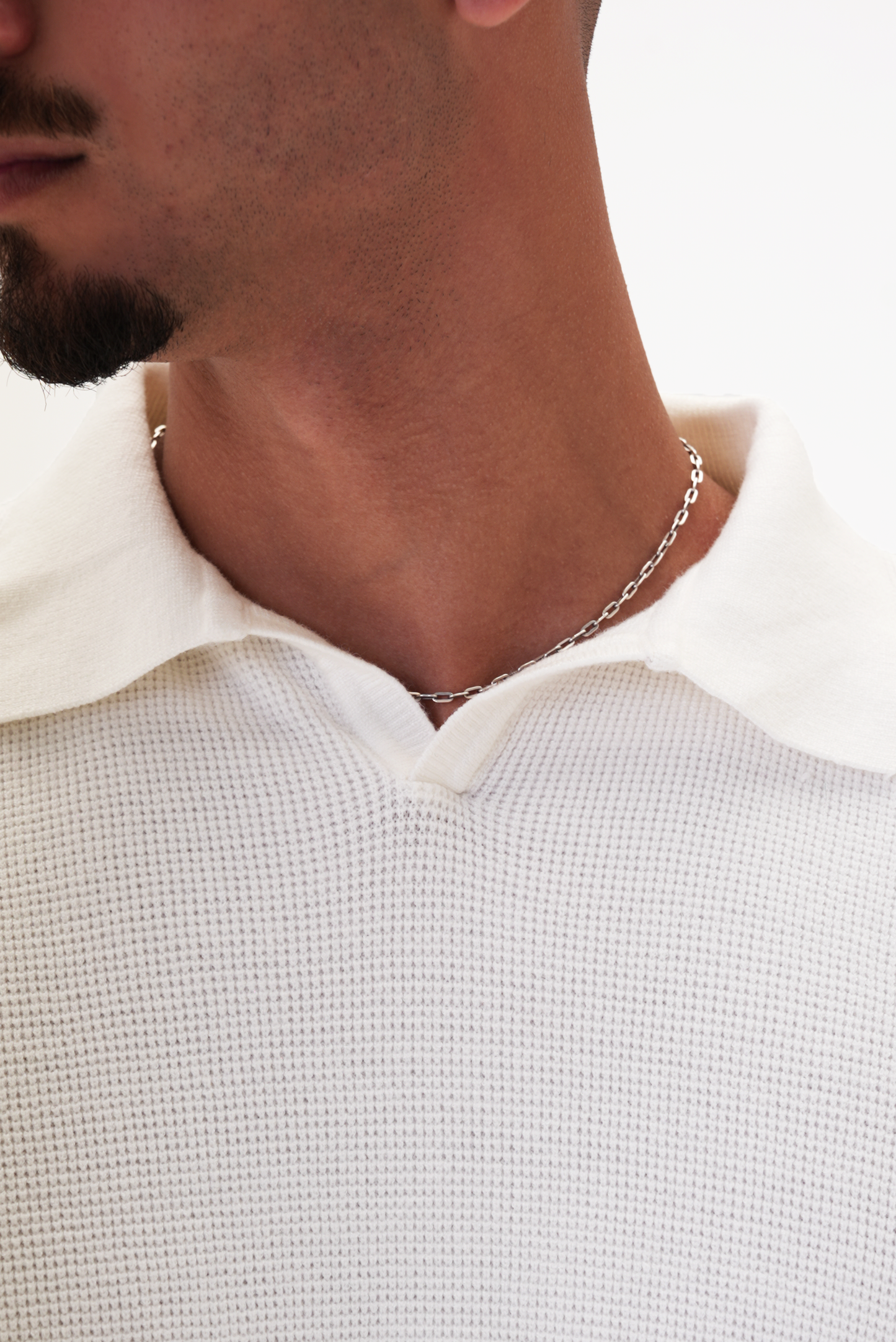 White knit polo T-shirt