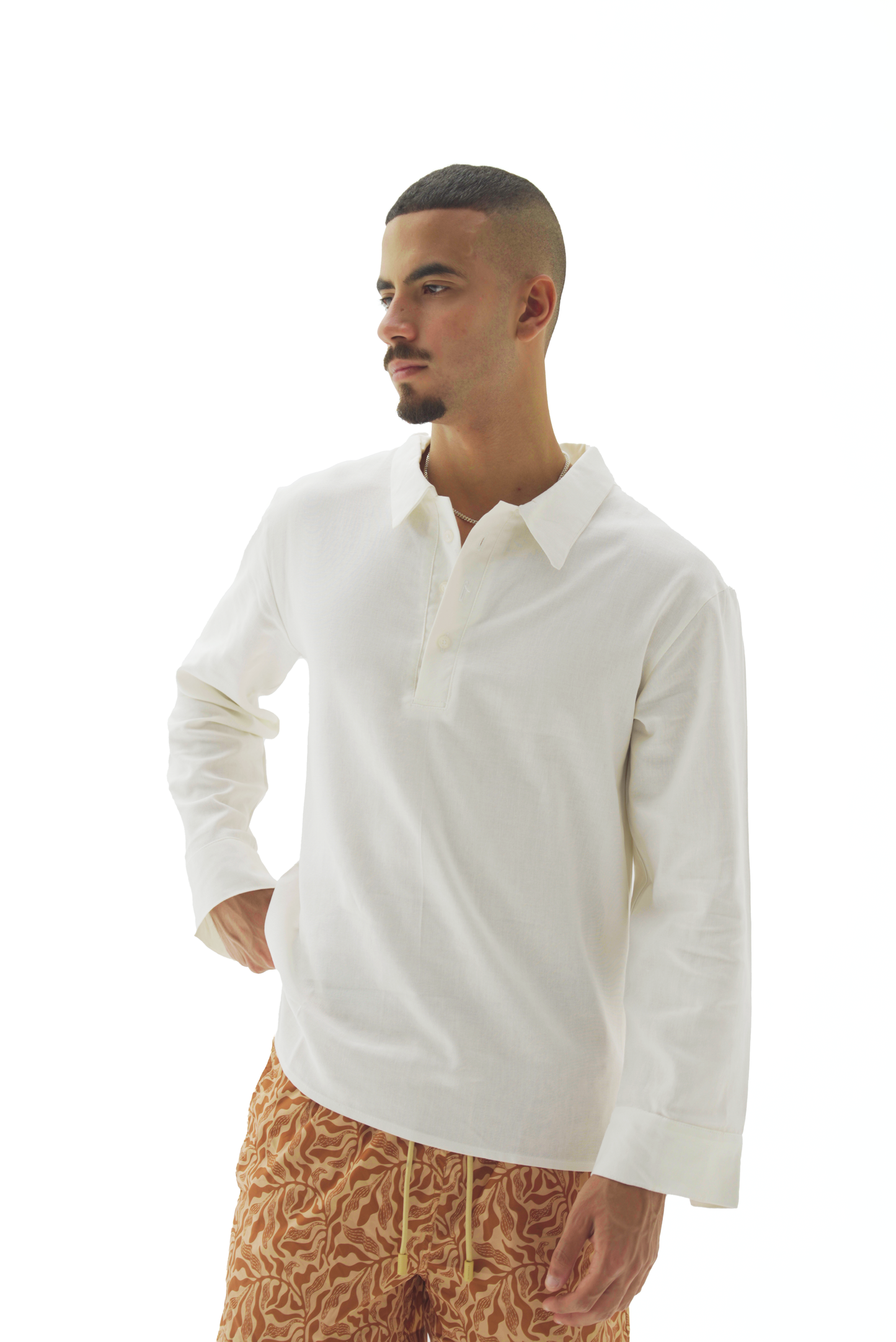 Quarter white linen shirt