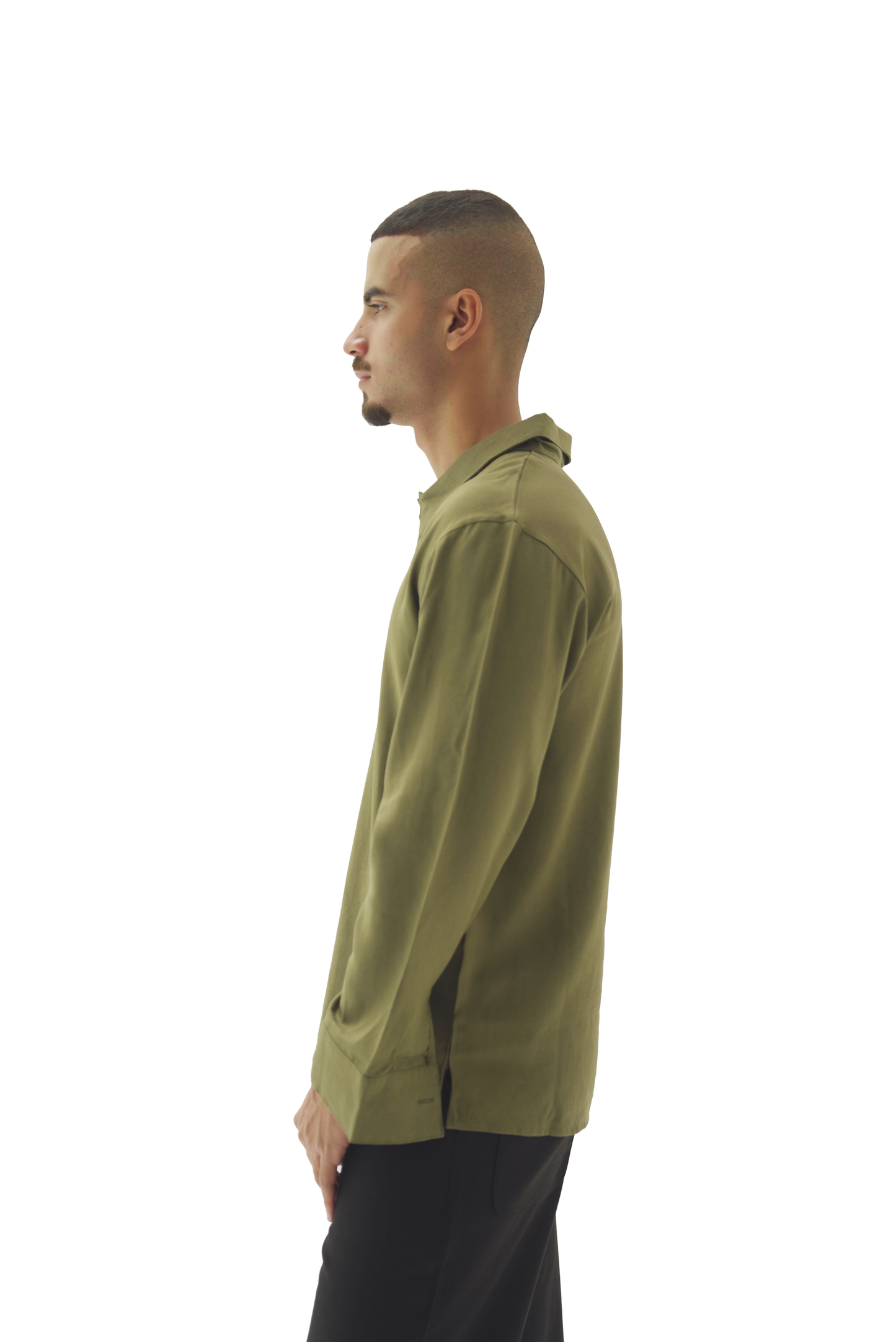 Quarter olive linen shirt