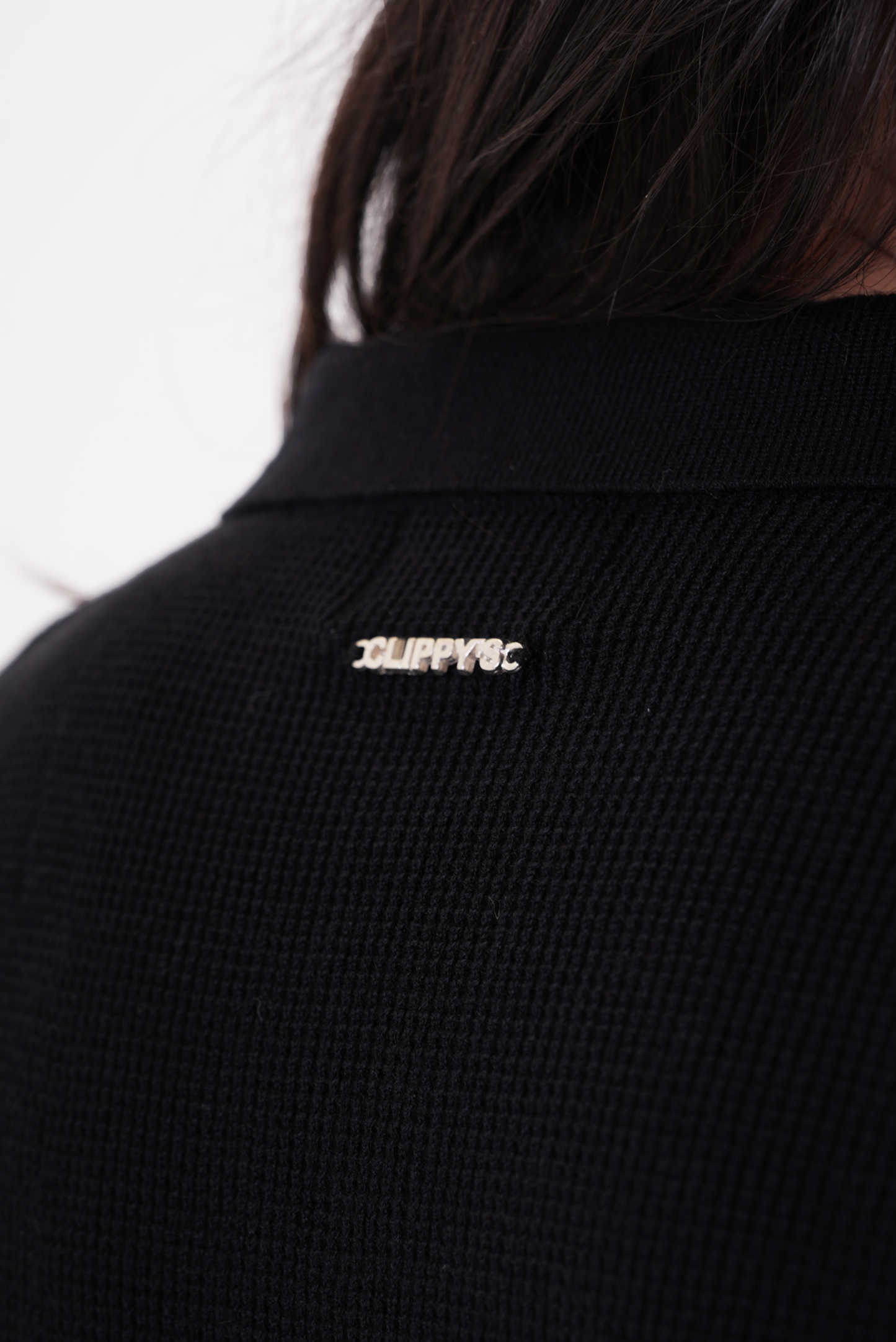 Black knit polo T-shirt