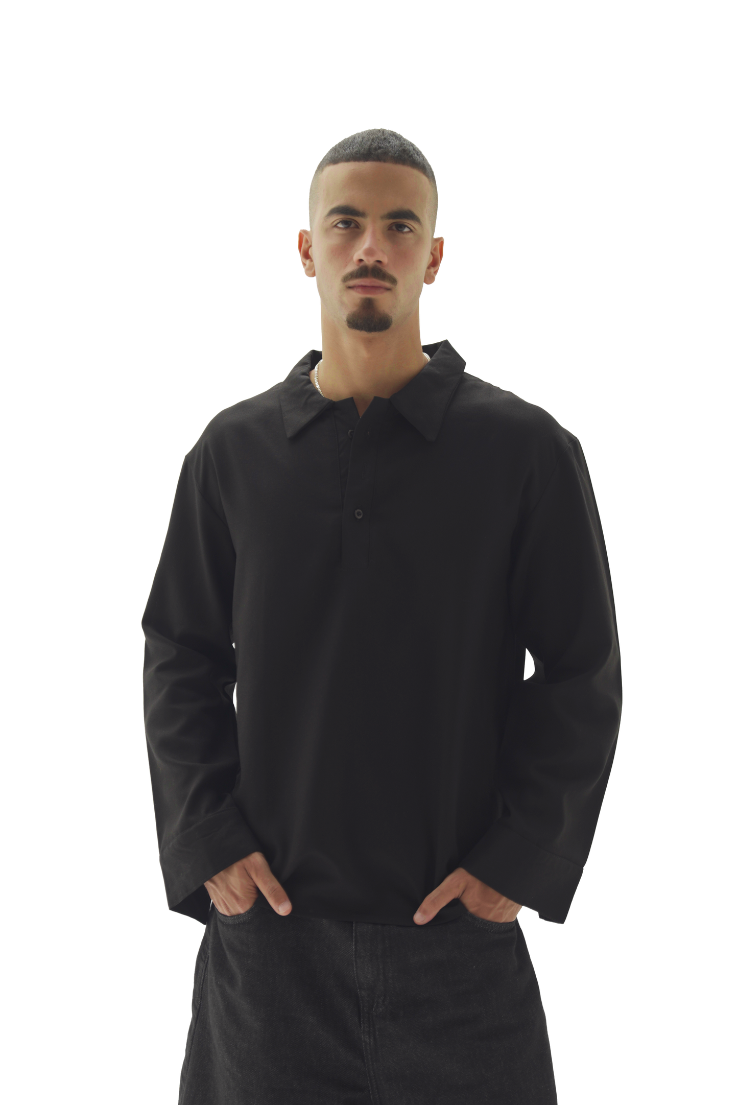 Quarter black linen shirt