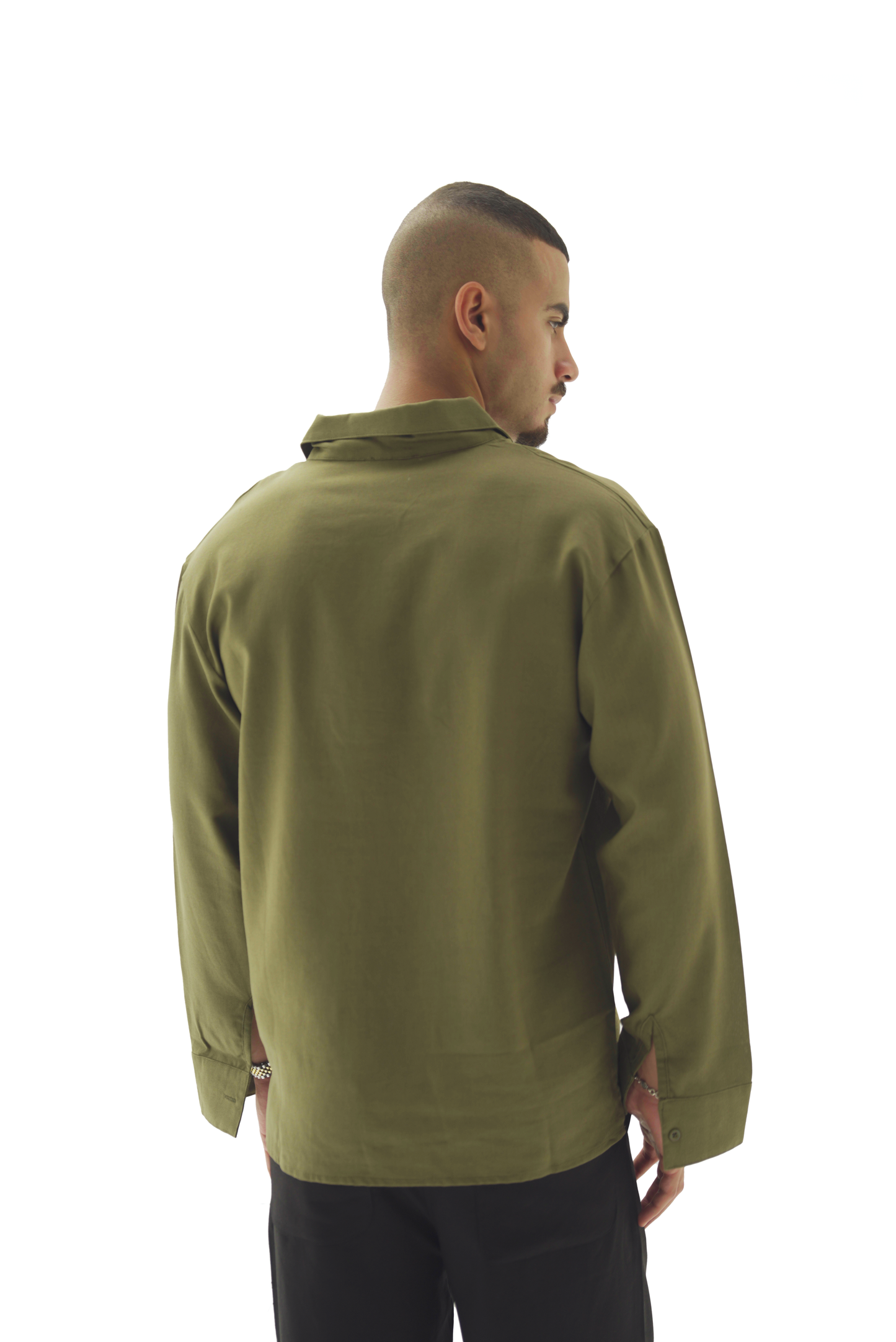 Quarter olive linen shirt