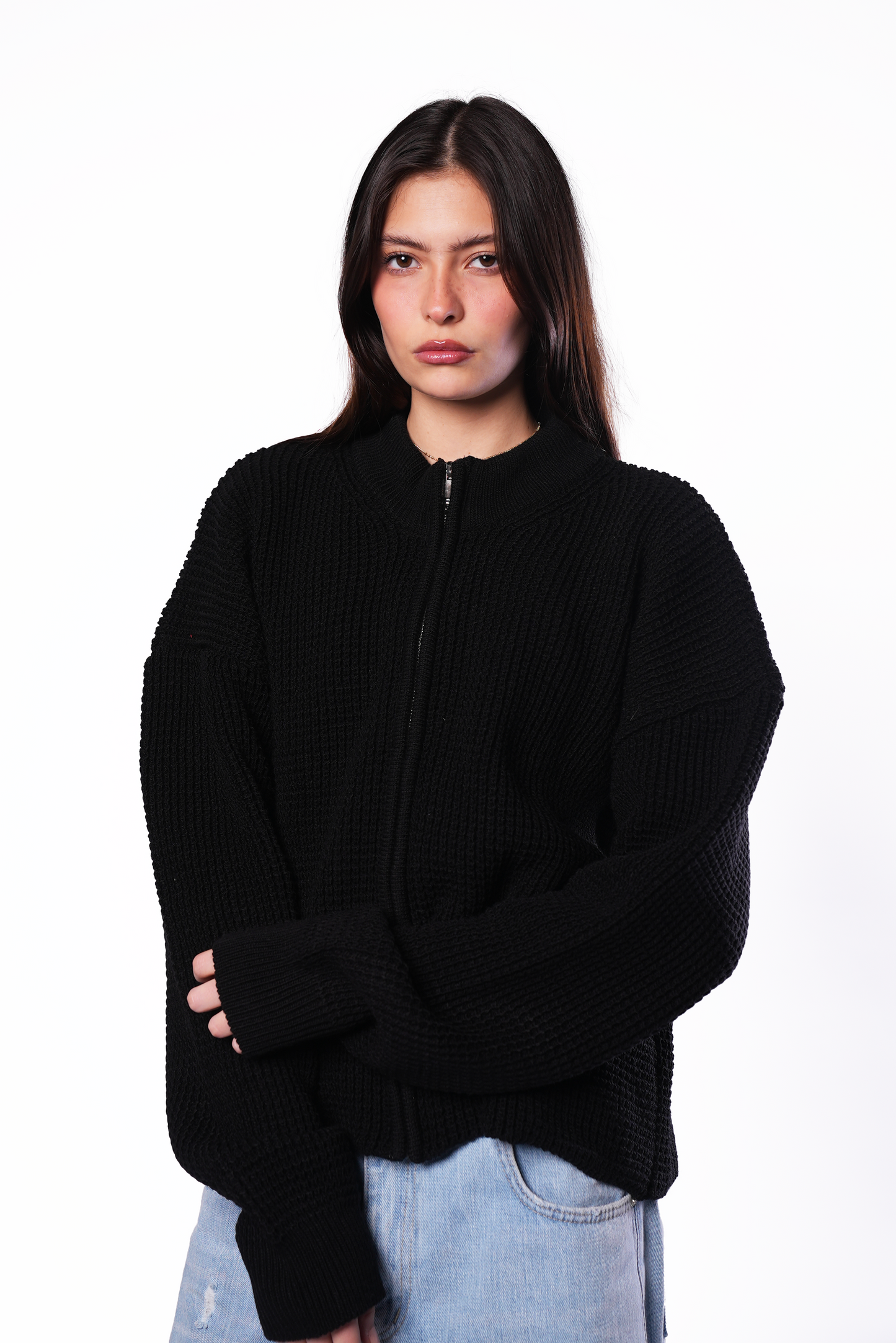 Black Knit Zipper