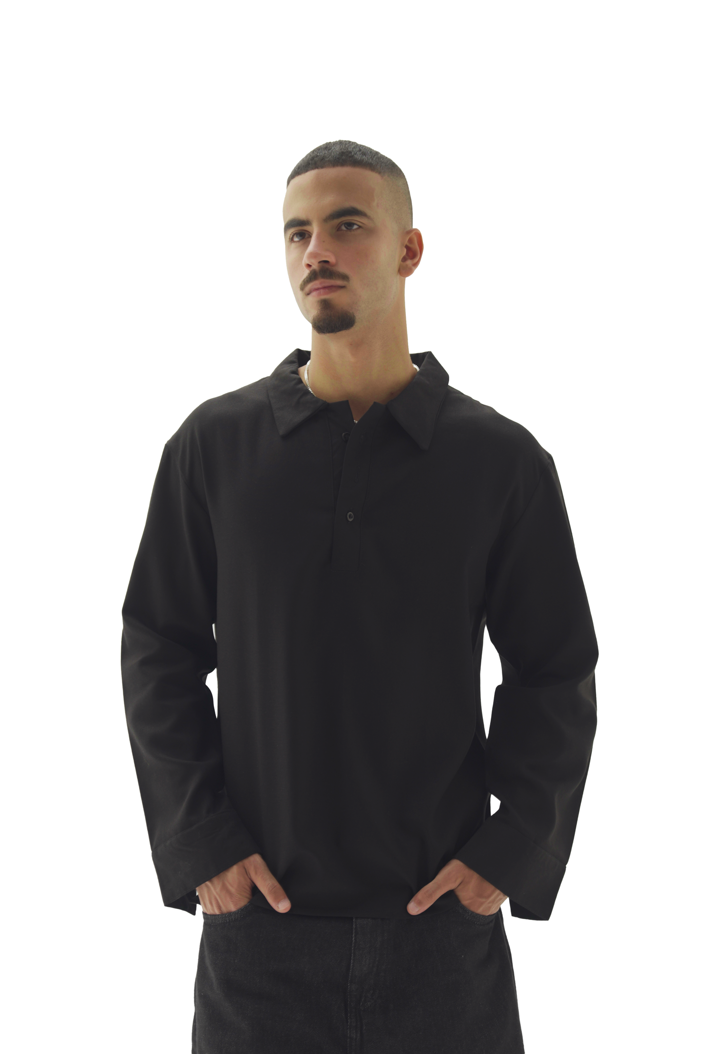 Quarter black linen shirt