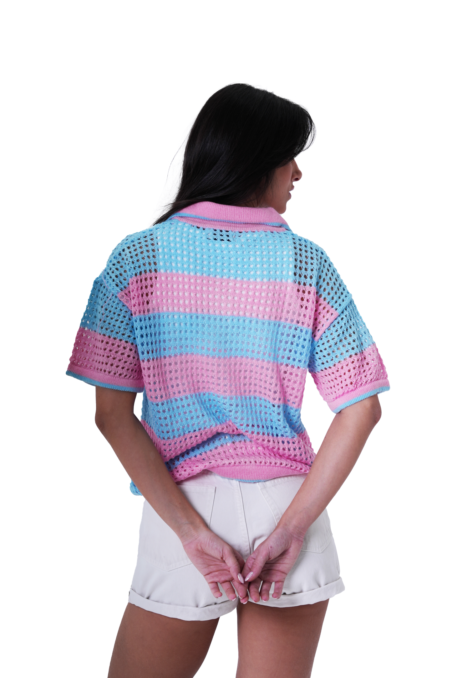 Baby blue & Pink knit cardigan