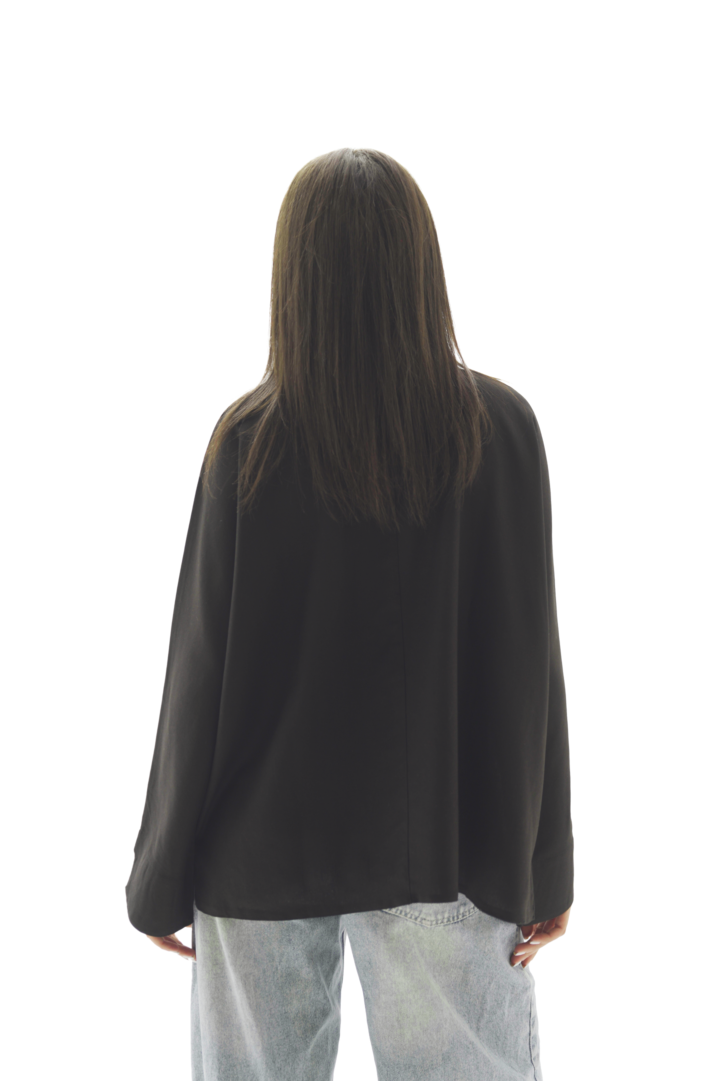 Double buttoned black linen chemise