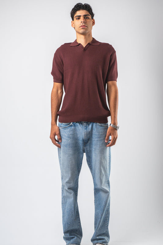 Burgundy knit polo Tshirt