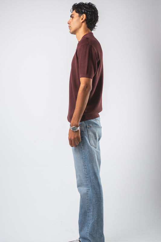 Burgundy knit polo Tshirt