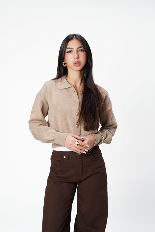 Beige Knit Cardigan
