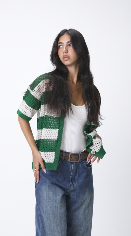 Green & Beige knit cardigan