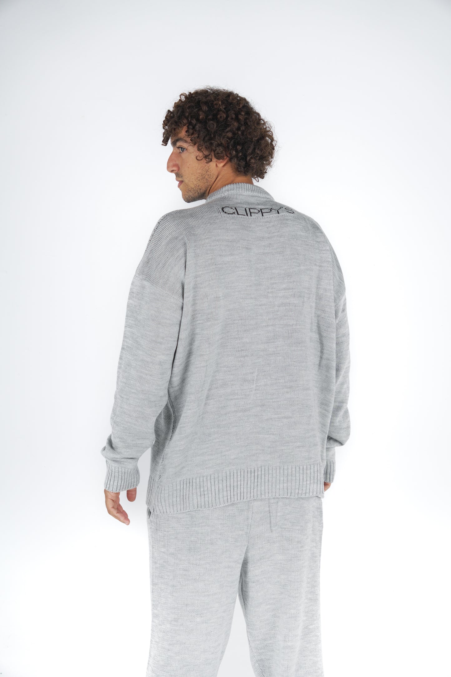 Grey Clip Knitted Crewneck